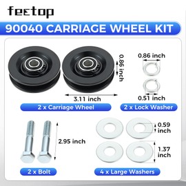 90040 Carriage Wheel Kit, Compatible with TranzSporter TP250 TP400 LH200 LH2000 Ladder Hoist - Roofing Ladder Hoist Parts with 2 Bolts, 2 Lock Washers, 4 Washers (2 Pcs)
