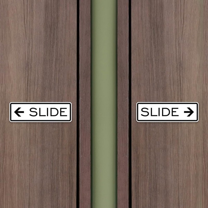 Letrero clásico para puerta deslizante, color plateado, mediano (paquete de