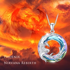 PELOVNY Christmas Gifts for Mom from Daughter Phoenix Necklace Nirvana of Phoenix 925 Sterling Silver Mother Jewelry Gift for Women Daughter Girlfriend Mother Sister