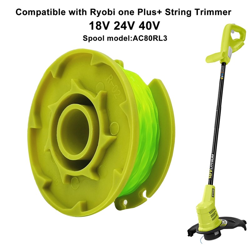 UUBOXS AC80RL3 String Trimmer Replacement Spool for Ryobi,11ft 0.080" Line