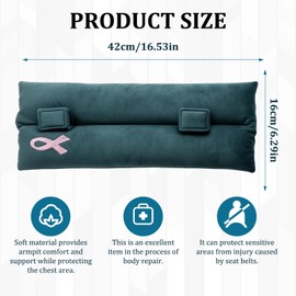 TUBAWD Mastectomy Pillow, Hysterectomy Pillow, Seat Belt Pillows for Mastectomy Post-Surgery Soft and Protection for Chest Chemotherapy Port Pacemaker, Abdominal Surgery for Women Gift (Gray)