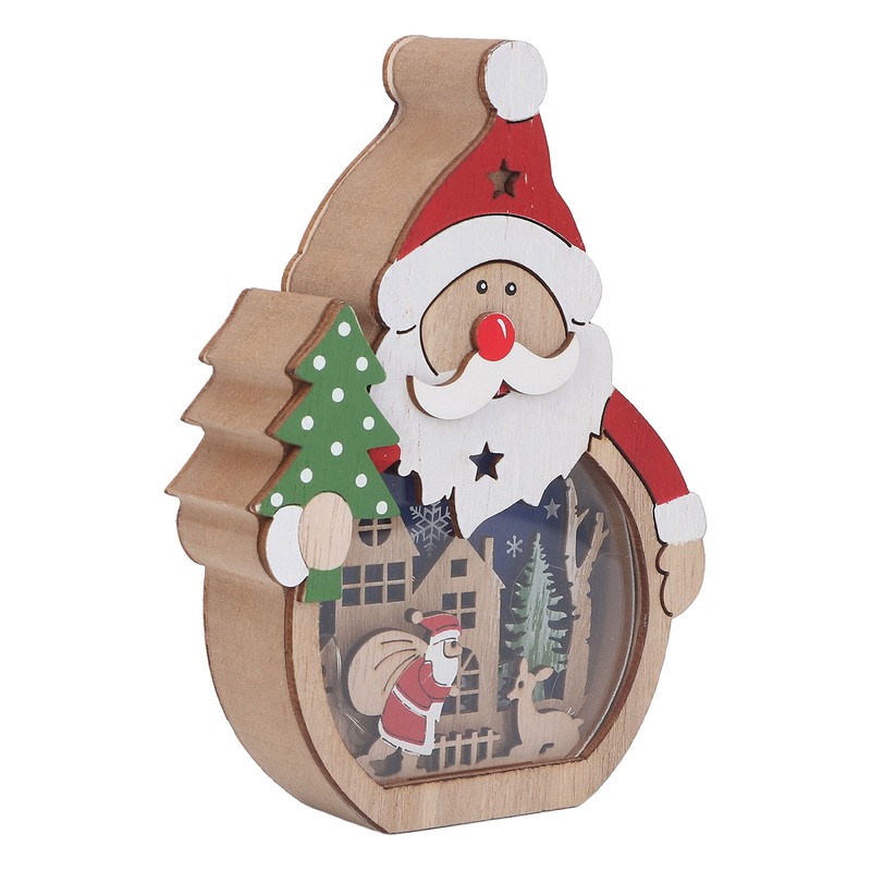 Luminous Christmas Ornament LED Light Emitting Wooden Christmas Decorations Ornaments