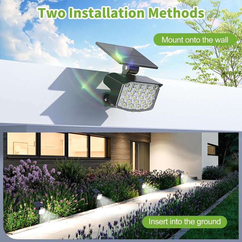 MinPea Solar Spot Lights Outdoor, [27 LED/2 Pack] Adjustable Solar