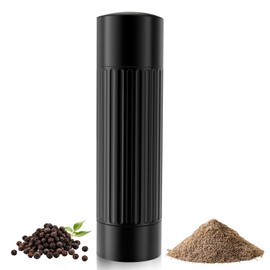 Pepper Grinder Mill, Professional Grade Manual Pepper Grinder, High Output Heavy Duty Pepper Mill Grinder, Refillable, Aluminum Matte Black, Stainless Steel Burrs, Adjustable Coarseness Grind Settings