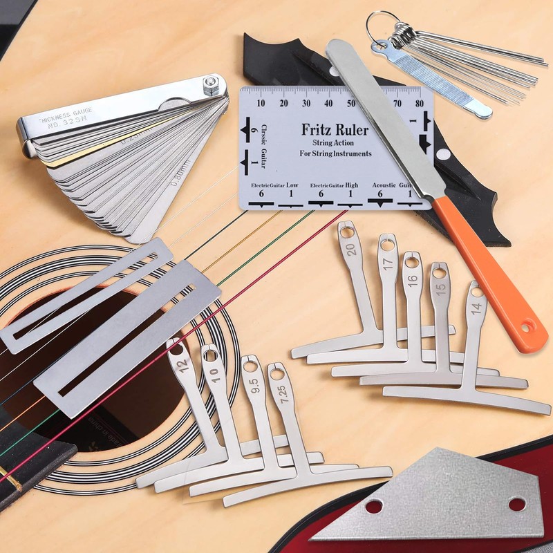 Aiofaervy Guitar Luthier Tool Set,Including Fret Crowning File,Guitar Radius Gauge,String