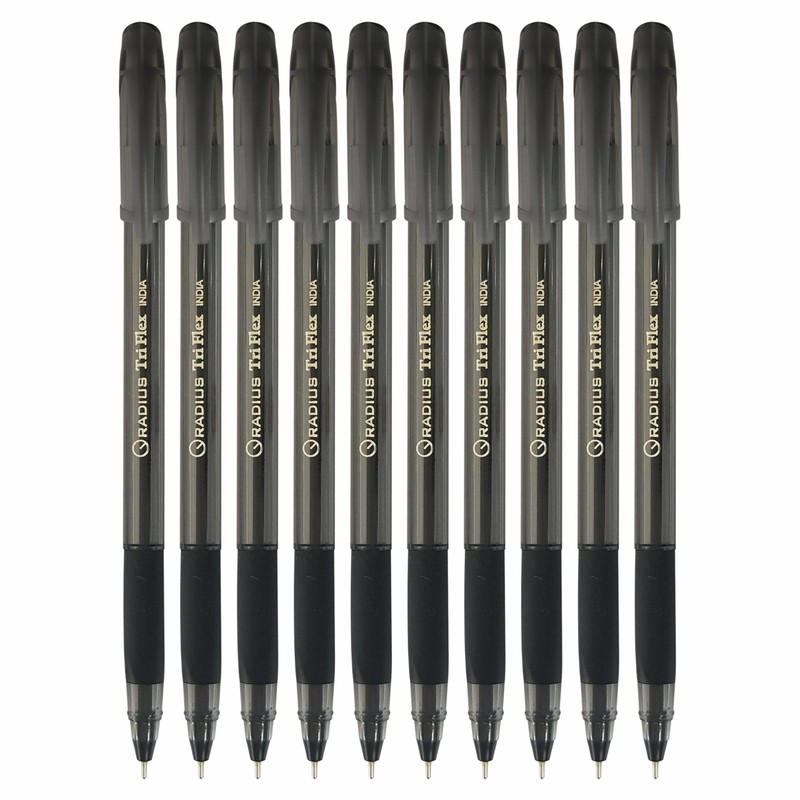RADIUS Tri Flex Ballpoint Pens, BLACK, 1.0mm Medium Point, Pack