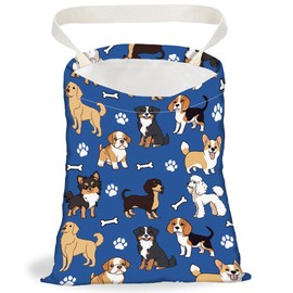 DELORIGIN Various Dogs Print Car Trash Bag Hanging Garbage Bag with Snap Buttons Car-Back Seat Trash Storage Portable Dustbin for Car Interior Accessories Travel Camping