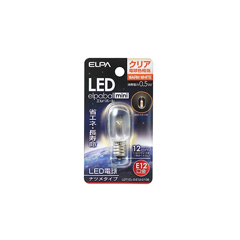 エルパ(ELPA) LEDナツメ形 LED電球 照明 E12 100V 電球色 LDT1CL-G-E12-G106