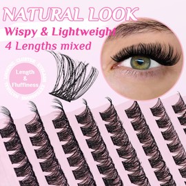 SLSXNL Natural Wispy Lash Clusters 9-14MM D Curl Eyelash Clusters,Cluster Eyelash Extensions 9mm 10mm 12mm 14mm False Eyelashes 120pcs Cluster Lashes