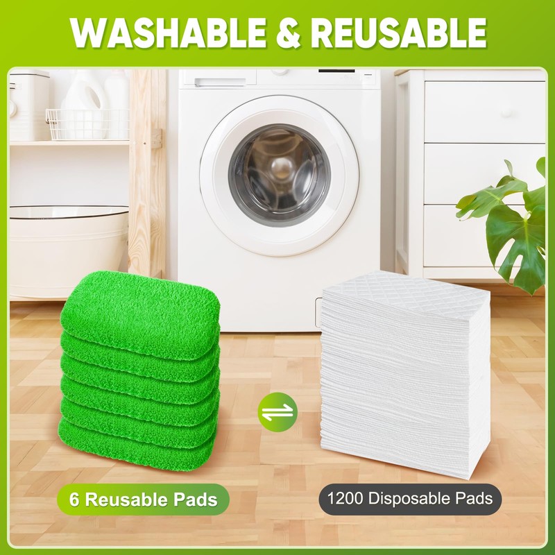 6-Pack Reusable Mop Pads Compatible with Sweeper Mop - 100%