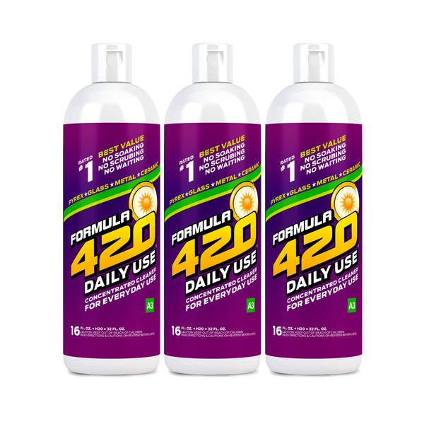 3 Pack - Formula 420 Daily Use Concentrated 16oz. Makes 32oz. Glass, Pyrex, Metal and Ceramic Cleaner