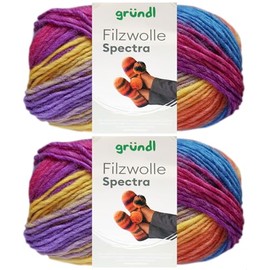 2 x 100 g Gründl Spectra Felt Wool Made from 100% Pure New Wool Including Instructions for Felt Shoes (04 Wiild Berry Multicolour)