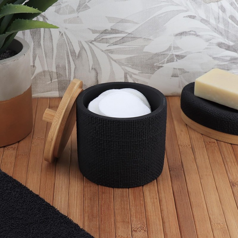 Tendance Cotton Box Polyresin Round with Mesh Effect and Bamboo