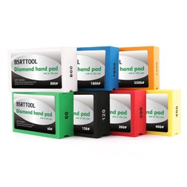 BSRTTOOL Diamond Hand Polishing Pads Sanding Blocks Foam Backing for Tile Stone Marble Concrete Ceramics Granite Glass Wet Dry(7PCS)