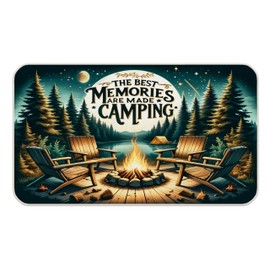 Udinaz Camping Door Mat, Campfire Camper Doormat Outdoor Indoor Entrance, The Best Memories are Made Camping Welcome Mats for Outside Entryway Porch, 17x30 Inches