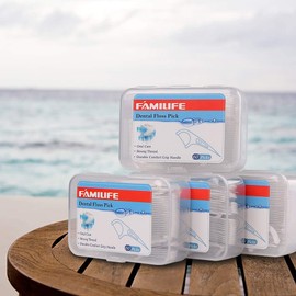 FAMILIFE Dental Floss Picks 240 Picks Threader Flosser with 4 Travel Cases, flossing