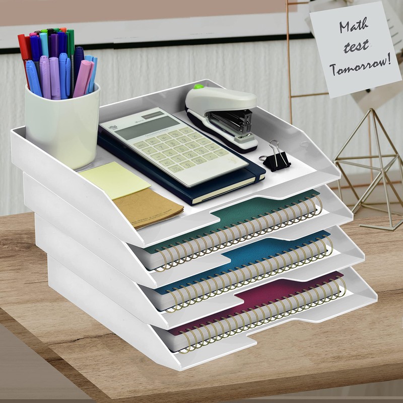Acrimet Stackable Letter Tray 4 Tier Side Load Plastic Desktop