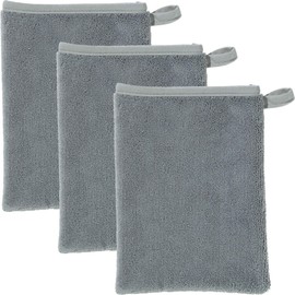 Erwin Müller Microfibre Make-Up Gloves, Makeup Remover, Face Cleansing, Pack of 3, Silver, 15 x 21 cm, Environmentally Friendly, Reusable, Washable (Other Colours)