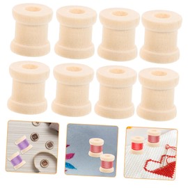 EXCEART 100 Pcs Wooden Spools Wooden Crafts Mini Accessories Thread Stand Sewing Machine Bobbin Wooden Bobbin Spool Thread Floss to Weave Wooden Yellow Antique