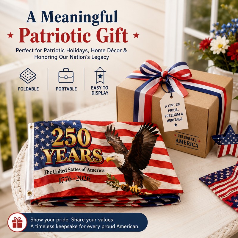 American Flag Eagle Banner for Decoration – Foldable Polyester Flag
