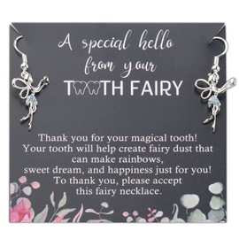 PLITI Tooth Fairy Earrings Fairy Wings Birthstone Jewelry For Daughter Niece birthday Gift Dental Assistant Gift (special tooth earringSU)