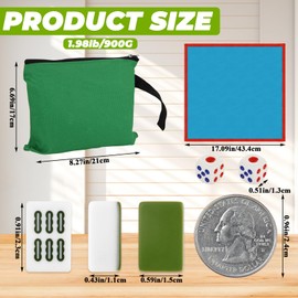 JMIATRY Mini Chinese Mahjong Set,144 Green Mahjong Tiles 1" Portable Travel Mahjongs Set with Mat, Carrying Bag, Dice 麻将 Small Mahjong Game for Friends & Family Gathering
