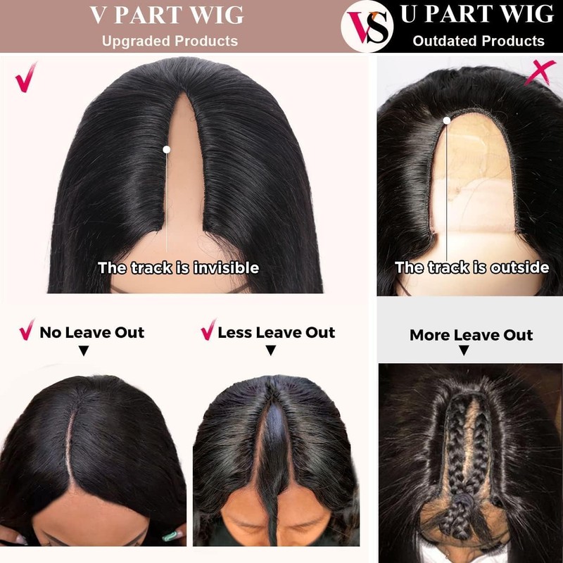 V Part Wig Human Hair Straight Human Hair Wigs for