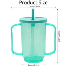 Viceda Adult Plastic Straw Cup, Spill-Proof Sippy Cups with Straw and Lid, Liquid Feeding Cup for Bedridden Patients, Patient Feeding Cup for The Elderly, Disabled, Hospital and Convalescent Care