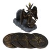 Wicca Occult Sabbatic Goat Baphomet Sitting On Globe Round Coaster
