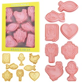 Cross Cookie Cutters 8 Pcs Set First Communion Cookie Stamps for Baking, Fondant, Cheese and Pastries (Communion)