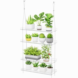 Lifewit 2-Tier Window Plant Shelves 15 inch, Acrylic Adjustable Hanging Floating Shelf, Window Sill Extender for Indoor Succulent Plants, Micro Greens, Seed Starter Pots, Herb Planters - Size: 4-Tier, Quantity: 1 Pack