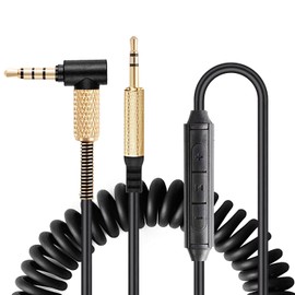 FAAEAL QC45 Coiled Audio Cable Replacement for Bose QC35 QC25 NC700 JBL E45BT E55BT E65BTNC 750NC Headphones, 2.5mm to 3.5mm(1/8”) in-line Mic Control Extension Aux Cord 8ft