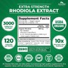 Zazzee USDA Organic Rhodiola 10:1 Exract, 3000 mg Strength, 120