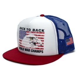 Back To Back World War Champs Eagle Unisex-Adult Cap -One-Size Royal/White/Red Flat