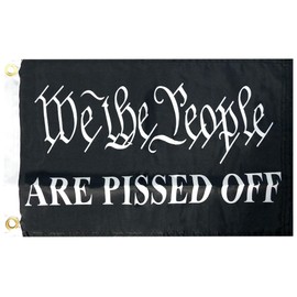 Trade Winds We The People Are Pissed Off Black White Premium Quality Heavy Duty Fade Resistant 12x18 12''x18'' 100D Woven Poly Nylon Boat Flag Banner Grommets, Multi