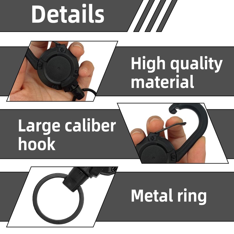 2PCS Retractable Keychain with Thick Steel Cord Heavy Duty Badge