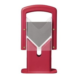 Hoan Bagel Guillotine Universal Slicer with Built-in Finger Safety Shield, Perfect for Bagels, Buns, and Muffins, Nonstick Blade, 9.25 Inch, Red
