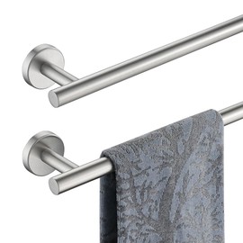 JQK Bath Towel Bar, 30 Inch 304 Stainless Steel Thicken 0.8mm Single Towel Rack for Bathroom, Towel Holder (Brushed Finished) Wall Mount, 32.91 in Total Length 2 Pack, TB110L30-BN-P2