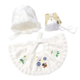 Kyoetsu Shrine Visit Bib, Hood Set, Hat, Accessories, Boys, Girls, Baby, white