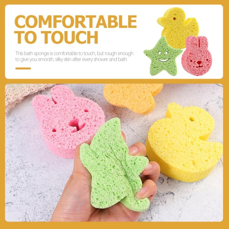 HOMSFOU Baby Bath Sponge, Skin Friendly Bath Scrubber for Newborn