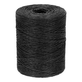 PATIKIL Natural Cotton Raffia Yarn 328 Yard, Crochet Raffia Paper Ribbon for DIY Sun Hat Beach Bag Crochet Yarn Wrapping Knitting, Black