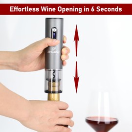JINGASA Electric Wine Opener with Automatic Corkscrew & Foil Cutter – Rechargeable Type-C Corkscrew Bottle Opener for Home, Kitchen & Party, Black,1 Pack