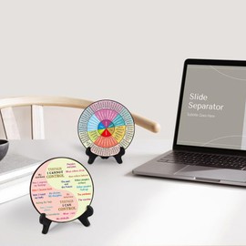 CAKIROTS 2 Pcs Therapist Office Decor with Black Base Things I Can Control Feelings Wheel Chart Mental Health Decor for Office Bedroom School Counseling Office Must Haves