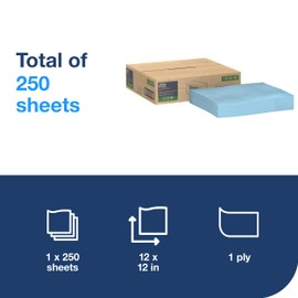 Tork Low-Lint Cleaning Cloth Blue, Flat Pack, 1 x 250 Cloths, 192481