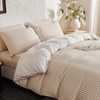 BUPIRD Queen Size Comforter Set Beige Striped 100% Soft Washed