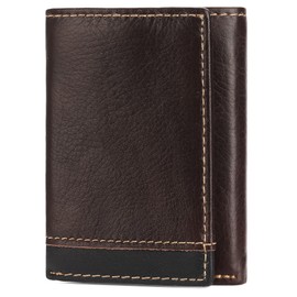 LOUEBICA Men's Genuine Leather Wallet Trifold Wallet RFID Blocking Minimalist Wallets for Men with ID Window