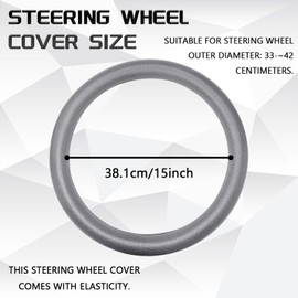 SWQS Steering Wheel Cover, Silicone Anti-Slip Steering Wheel Protector for Steering Wheel 13''/14''/15''/16'', Universal Car Accessories Thin Steering Wheel Protective Cover for Man, Woman (Gray)