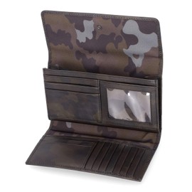 Timberland Leather RFID Flap Wallet Clutch Organizer, Camo