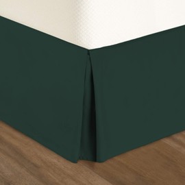 Clara Clark Pleated Bed Skirt - 14 inch Tailored Drop - Luxury Microfiber Dust Ruffle - Includes 8 Pins, Full Size, Hunter Green