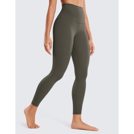 CRZ YOGA Super High Waisted Butterluxe Yoga Pants 25 Inches - Buttery Soft Workout Leggings for Women Over Belly Light Army Green X-Small